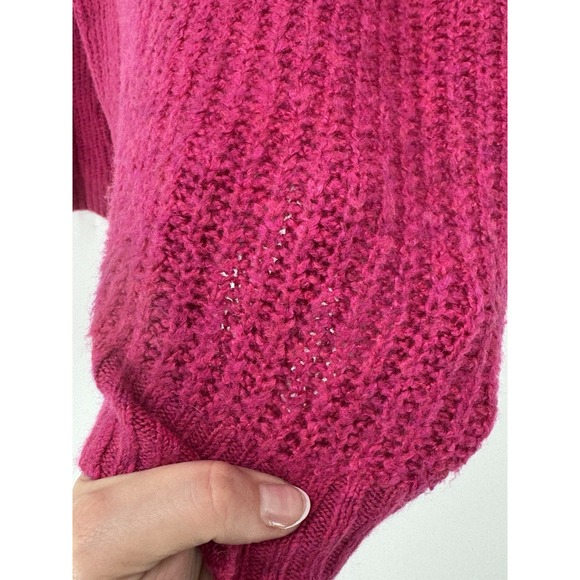 American Eagle Outfitters Knit Sweater S Hot Pink Fuzzy Soft Oversized Lagenlook - Picture 7 of 9